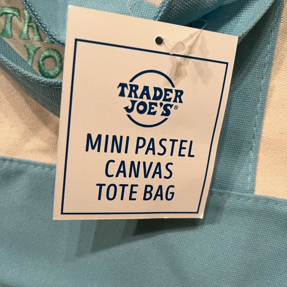 rader Joe’s Mini Pastel Canvas Tote Bag‎ Set (Blue & Green) – NWT